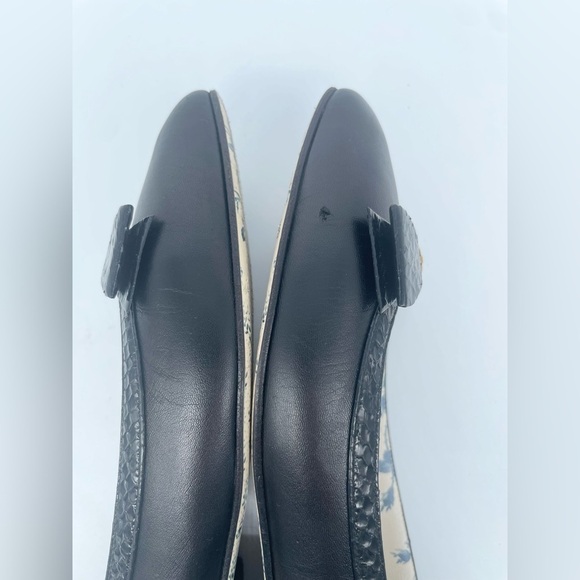 Gucci Black Leather Snake skin bow embellished GG Ballerina flats EU 38.5 - Picture 5 of 13